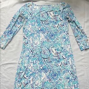 Lilly Pulitzer Blue and White Patterned Women's Dress UPF size XS